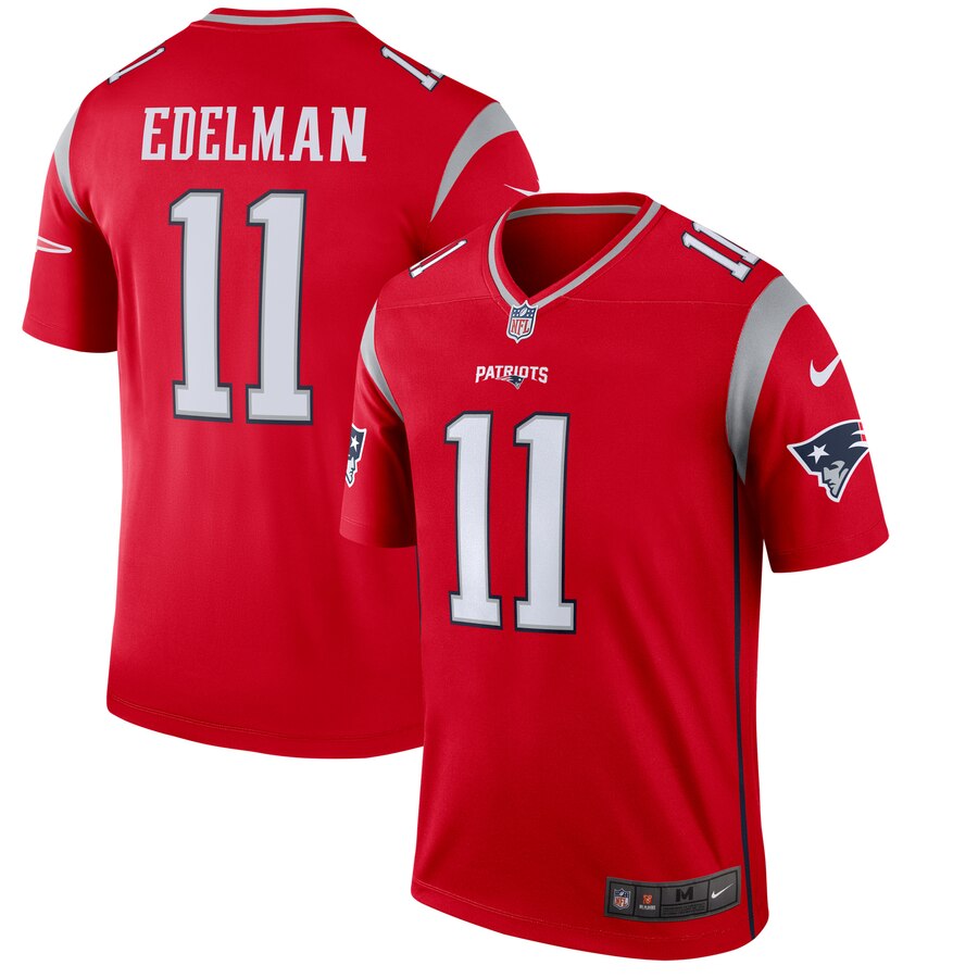 Men's New England Patriots #11 Julian Edelman Red Inverted Legend Stitched Jersey